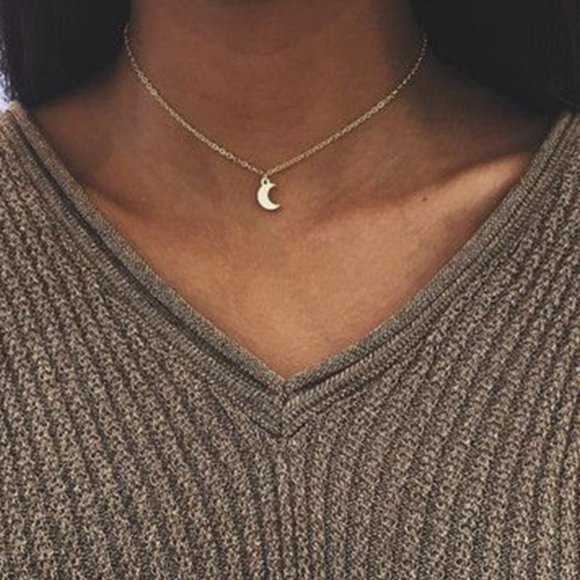 Moon Choker Necklace (Gold) - Picture 1 of 7